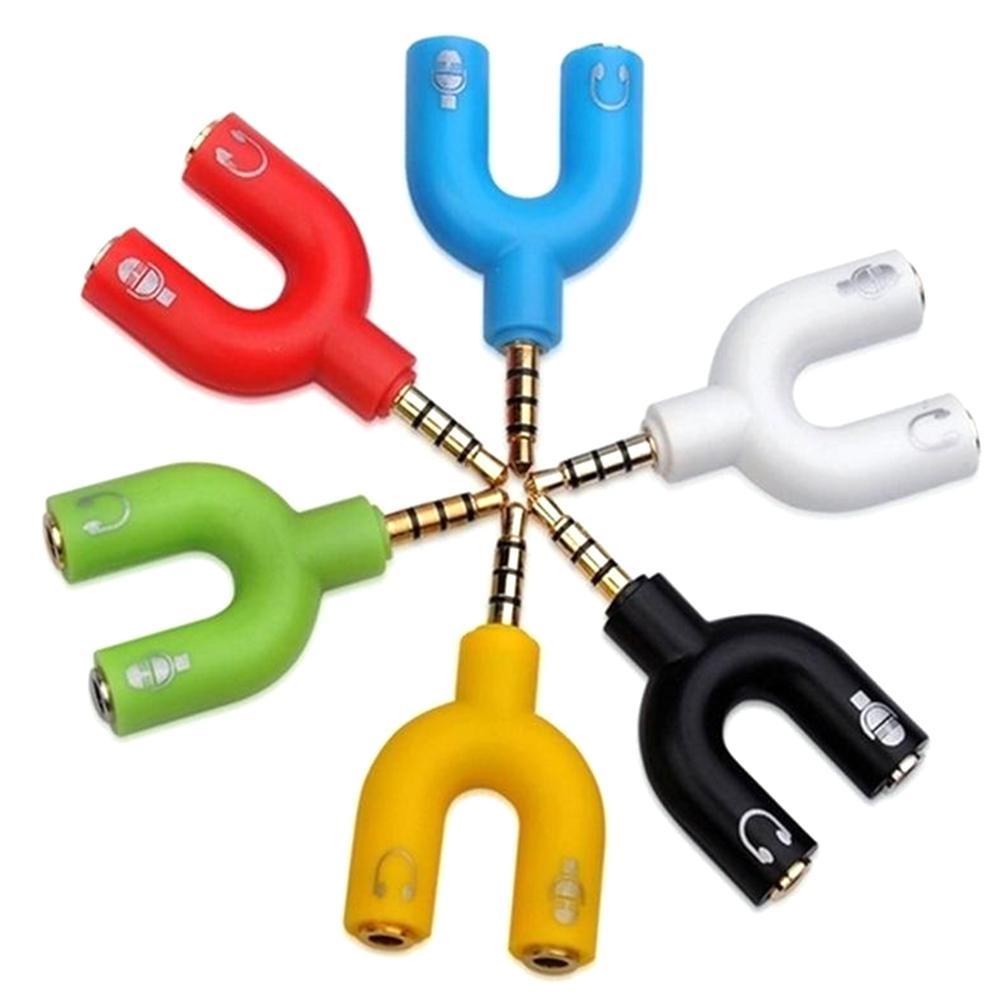 Earphone Splitter Jack - 1PC Dual 3.5MM U Type Adapter