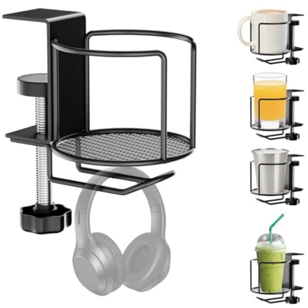 2-in-1 Adjustable Desk Cup Hol - Headphone Stand Desk ulasan dan harga