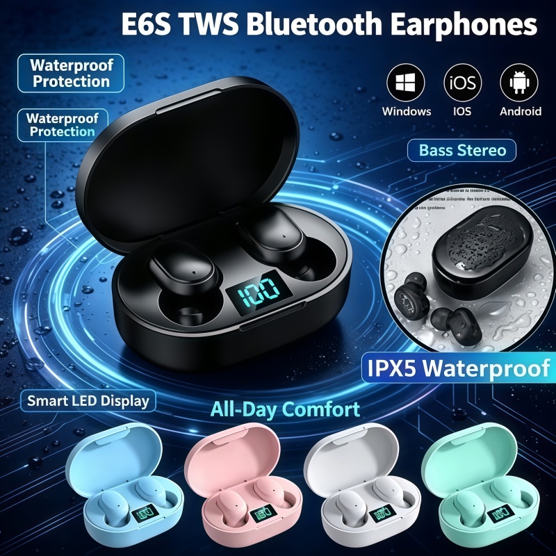 2026Hot-selling TWS E6S Fone B - Bluetooth Headset On Ear ulasan dan harga