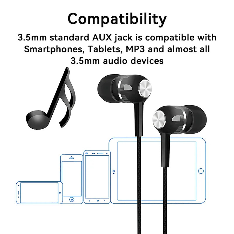 1/2/3/4Pcs 3.5mm Wired Earphon - Wired Earphone Mic ulasan dan harga