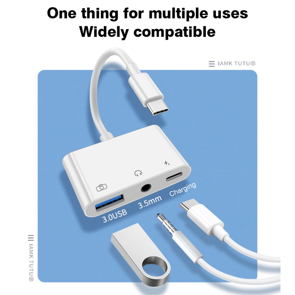 3 in 1 Type C to 3.5mm Jack Ea - Earphone Splitter Jack ulasan dan harga