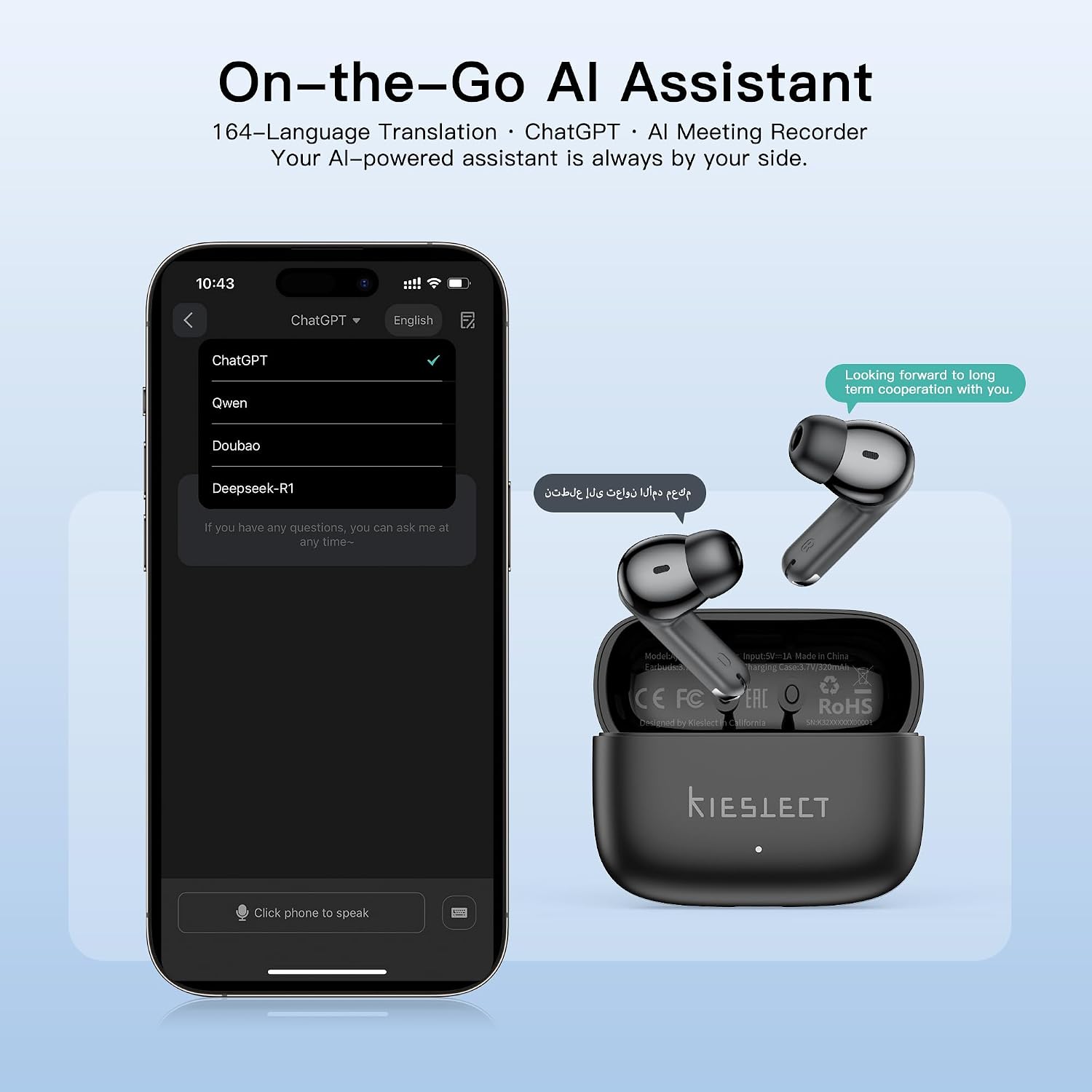 Wireless Earbuds, AI 165 Langu - Earbuds Charging Case ulasan dan harga